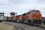 Eastbound intermodal comes off the bridge